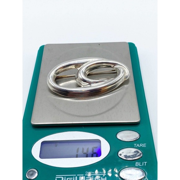 Vintage Solid Sterling Silver 925 Abstract Modernist Oval Swirl Brooch Pin 14.6g - Picture 6 of 6